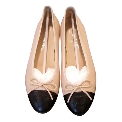 chanel pumps beige schwarz|chanel ballet flats slingback.